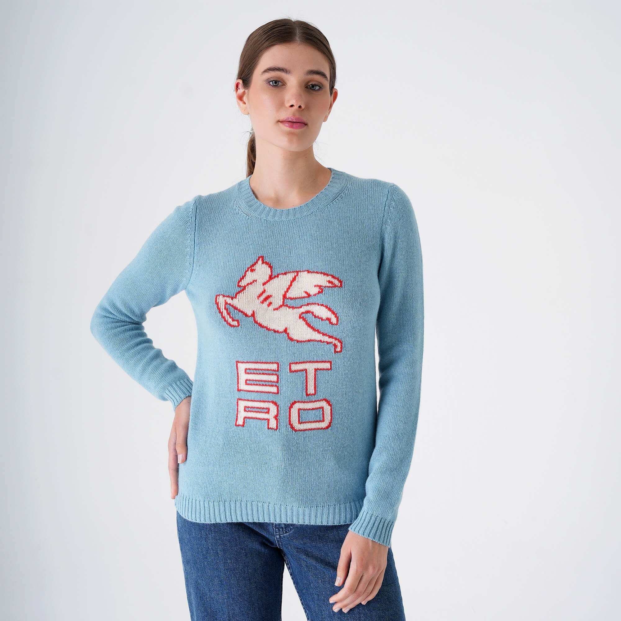 Etro-Blue Wool Icon Logo Sweater